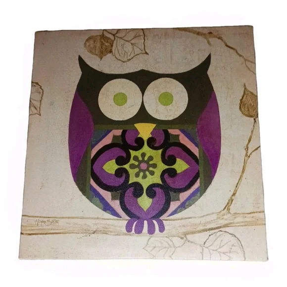 Owl Bird Picture Print Canvas Frame 12x12 Hope Smith - Picture 1 of 5
